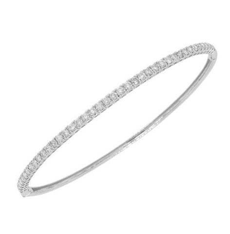 0.93 Ctw 18k White Gold Diamond Bangle Bracelet