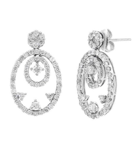 2.10 Ctw 18k White Gold Diamond Drop Earring