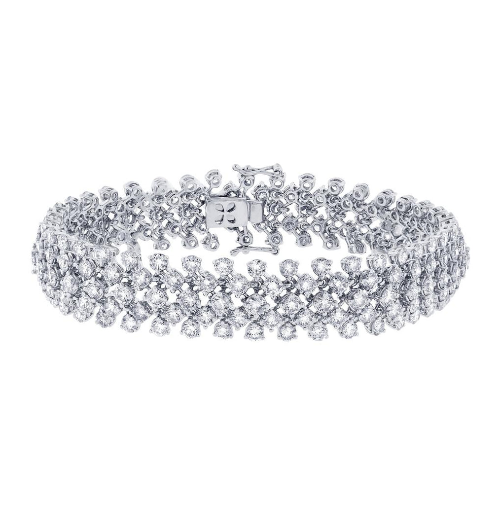 13.94 Ctw 18k White Gold Diamond Womens Bracelet