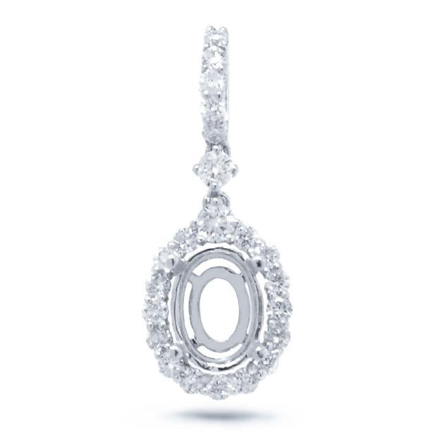 0.52 Ctw 18k White Gold Diamond Semi-mount Pendant Necklace With 18 Inch Chain