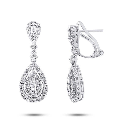 1.41 Ctw 18k White Gold Diamond Earring