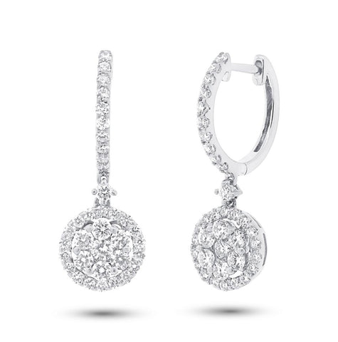 1.29 Ctw 18k White Gold Diamond Earring