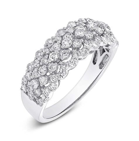 1.37 Ctw 18k White Gold Diamond Womens Ring Size 5.25