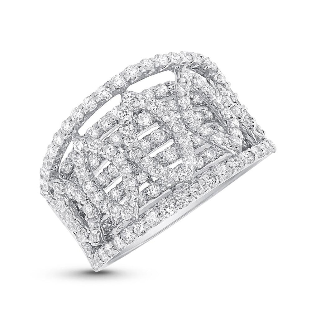 3.04 Ctw 18k White Gold Diamond Womens Ring