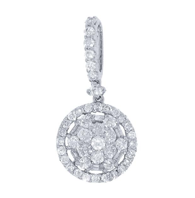 1.03 Ctw 18k White Gold Diamond Pendant Necklace With 18 Inch Chain