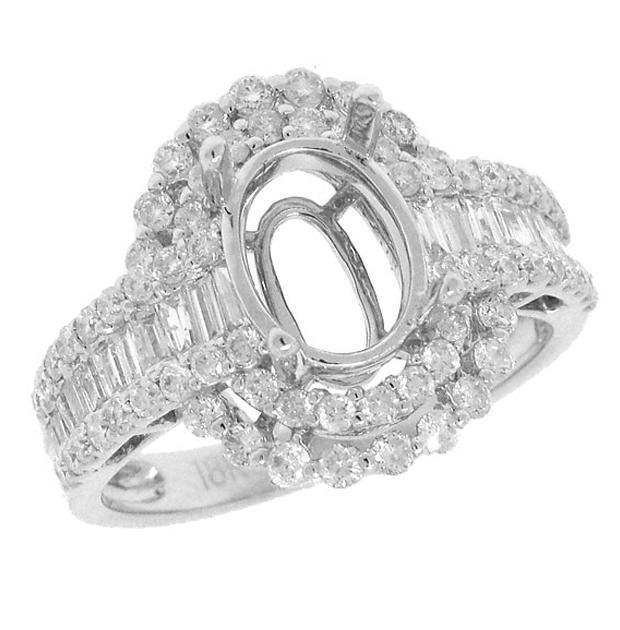 1.19 Ctw 18k White Gold Diamond Semi-mount Ring