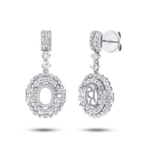 1.24 Ctw 18k White Gold Diamond Semi-mount Earring