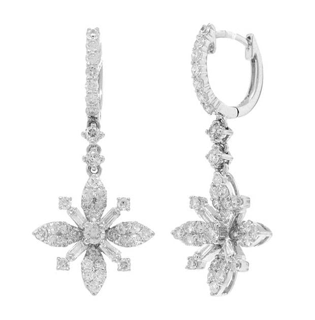 1.59 Ctw 18k White Gold Diamond Earring