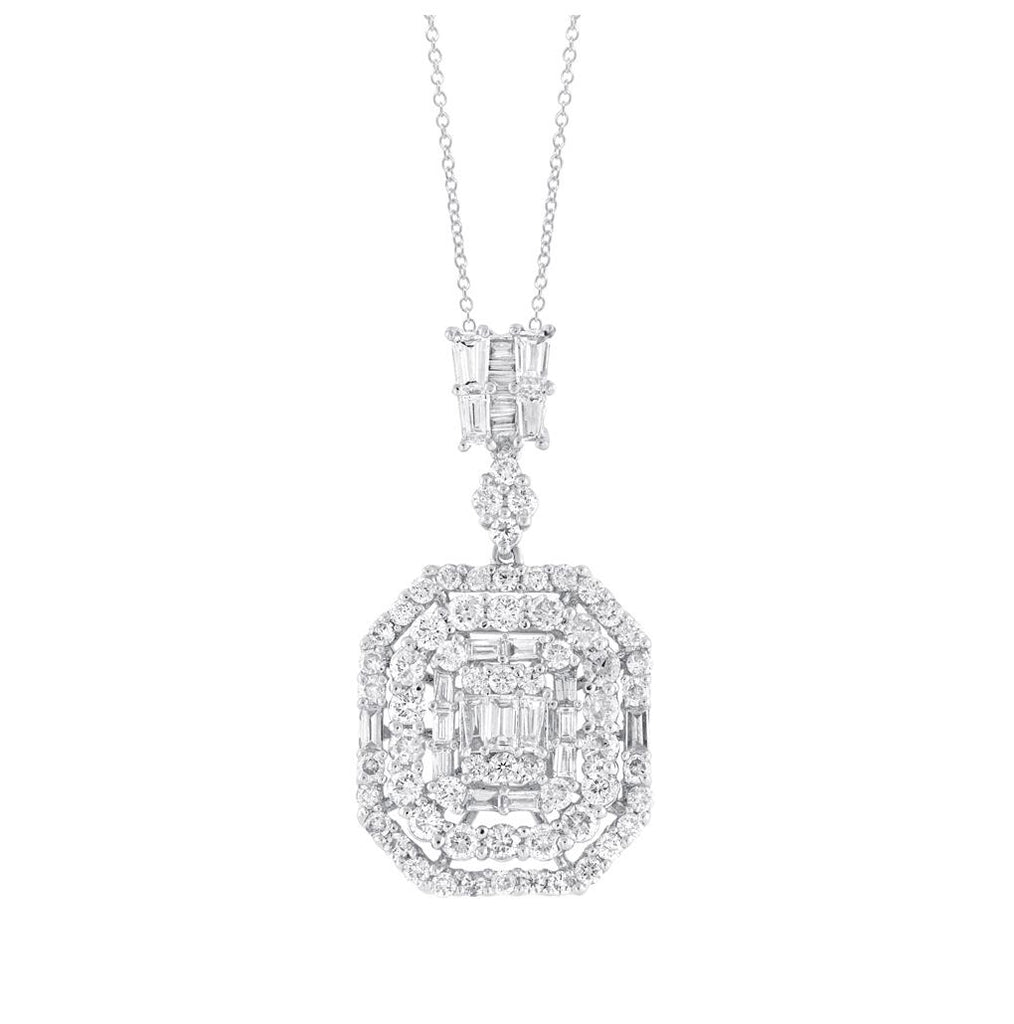 2.48 Ctw 18k White Gold Diamond Pendant Necklace With 18 Inch Chain