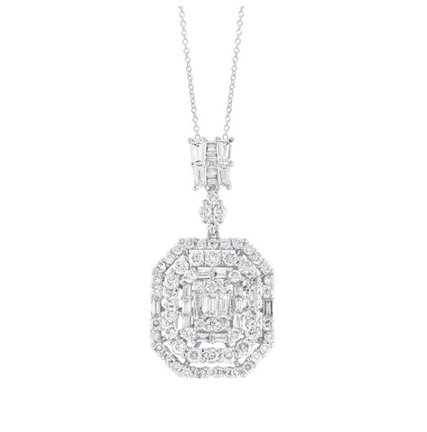 2.48 Ctw 18k White Gold Diamond Pendant Necklace With 18 Inch Chain