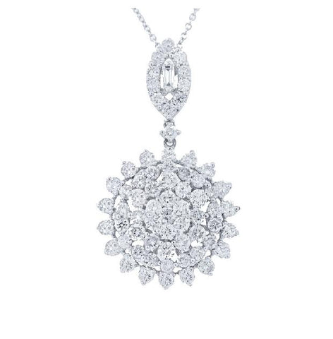 2.55 Ctw 18k White Gold Diamond Pendant Necklace With 18 Inch Chain