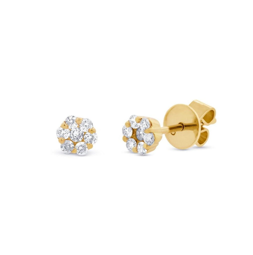 0.24 Ctw 18k Yellow Gold Diamond Cluster Stud Earring