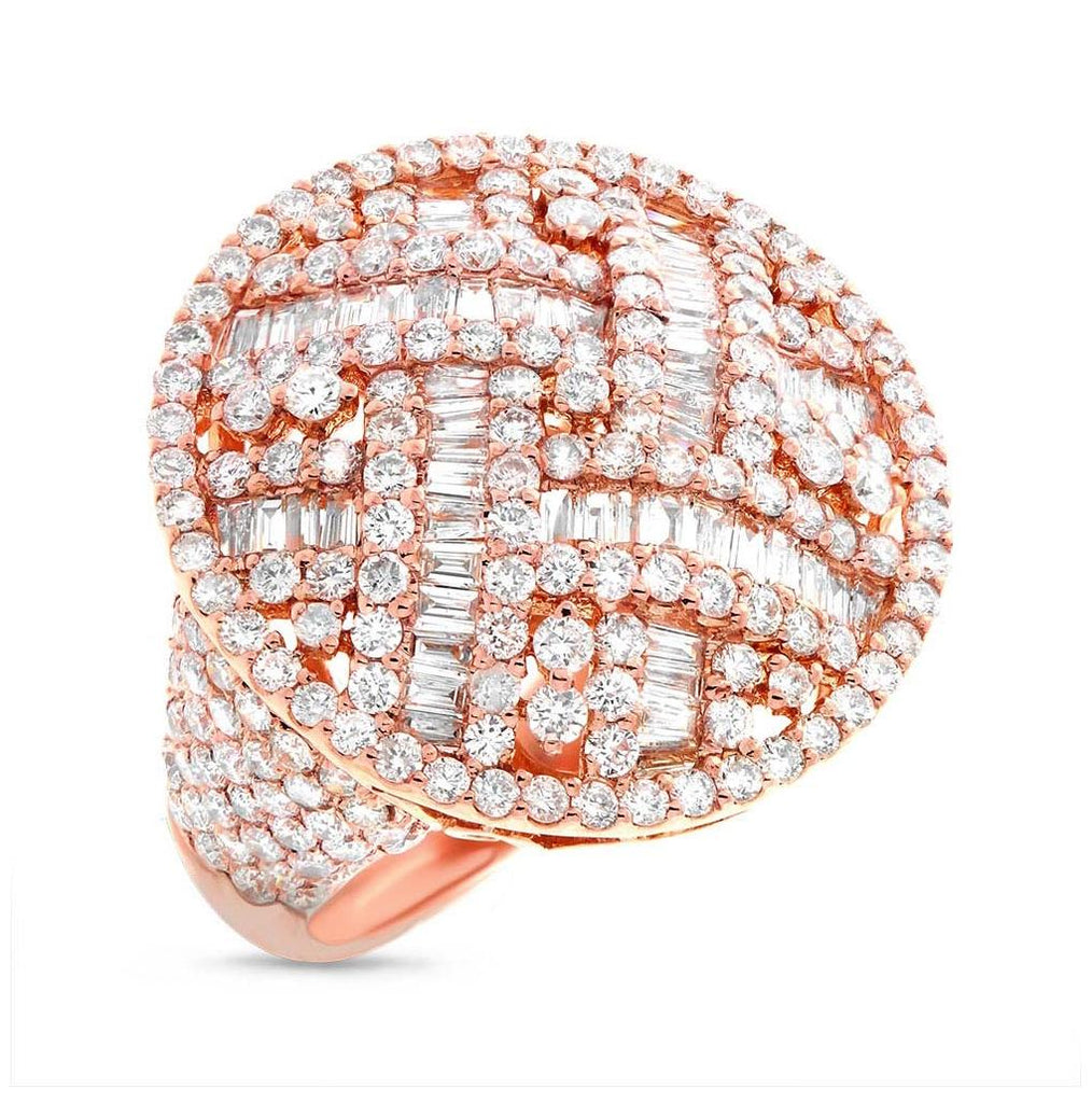 4.06 Ctw 18k Rose Gold Diamond Womens Ring