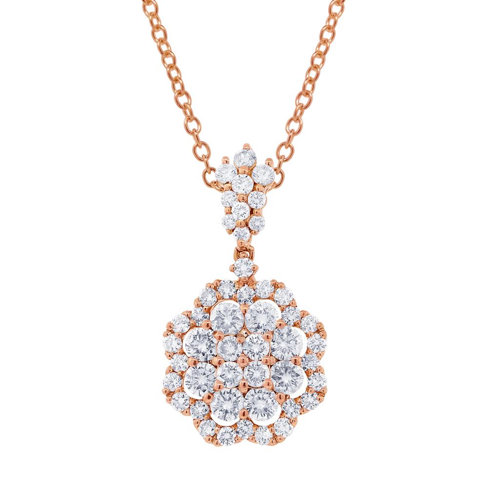 1.54 Ctw 18k Rose Gold Diamond Pendant Necklace With 18 Inch Chain