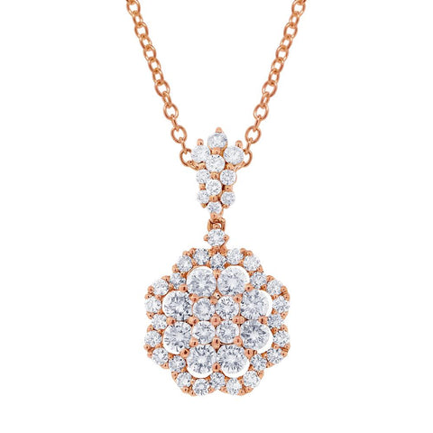 1.54 Ctw 18k Rose Gold Diamond Pendant Necklace With 18 Inch Chain