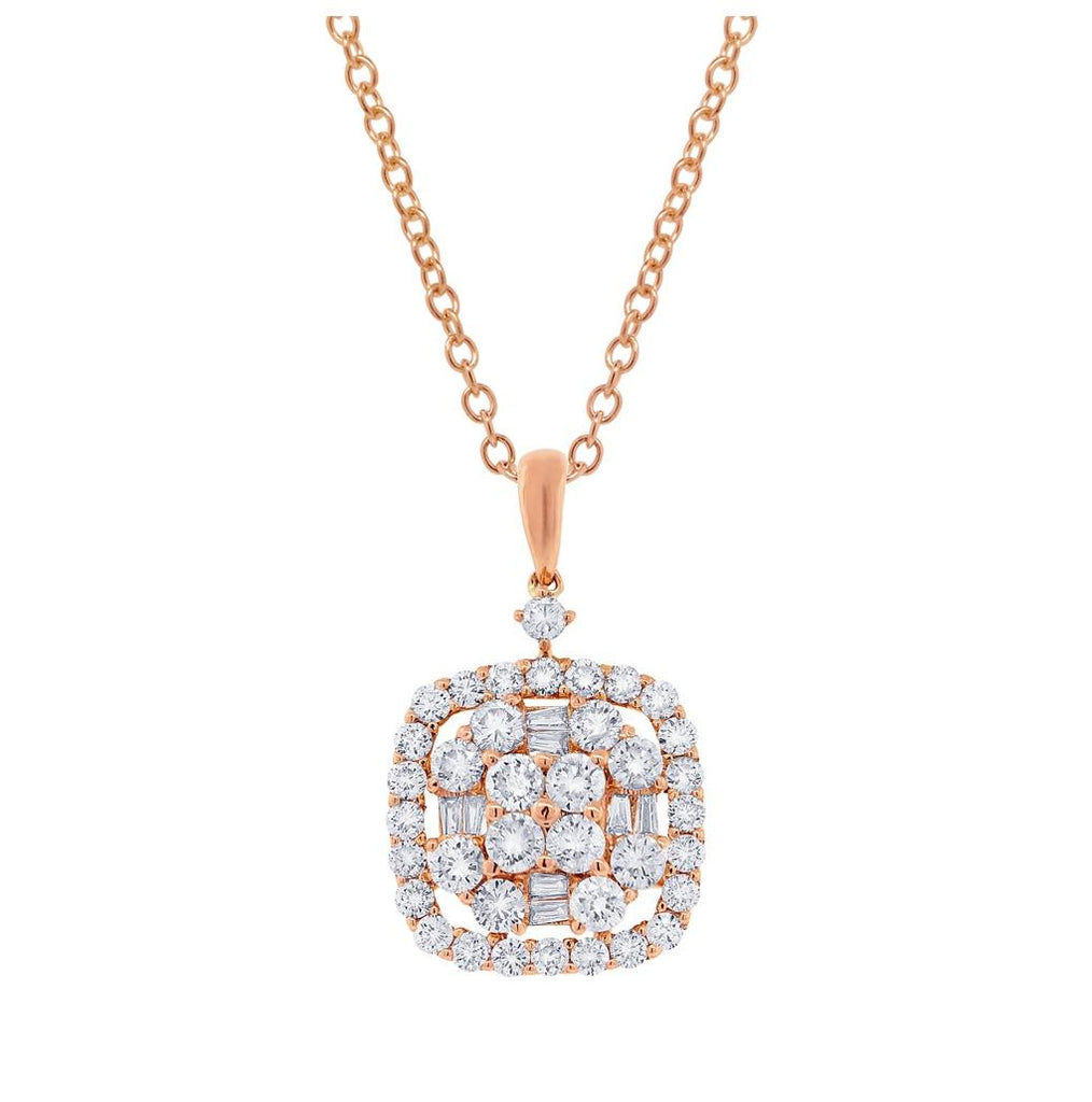 1.33 Ctw 18k Rose Gold Diamond Pendant Necklace With 18 Inch Chain