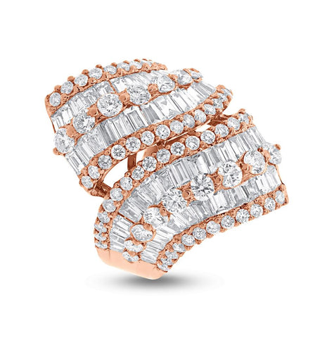 4.61 Ctw 18k Rose Gold Diamond Womens Baguette Ring