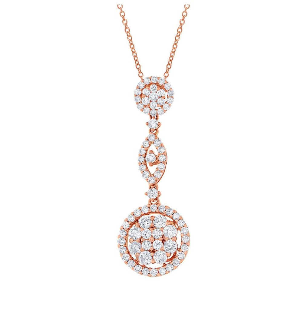 1.35 Ctw 18k Rose Gold Diamond Pendant Necklace With 18 Inch Chain