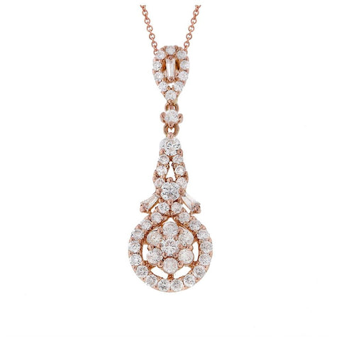 0.99 Ctw 18k Rose Gold Diamond Pendant Necklace With 18 Inch Chain