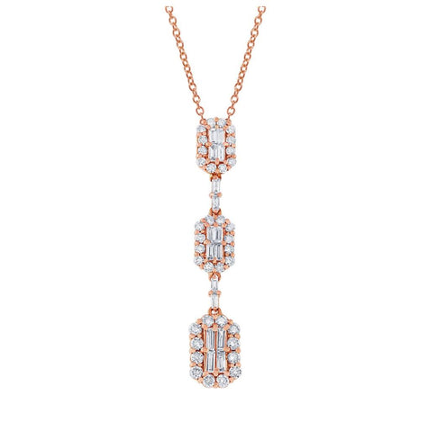 1.23 Ctw 18k Rose Gold Diamond Pendant Necklace With 18 Inch Chain