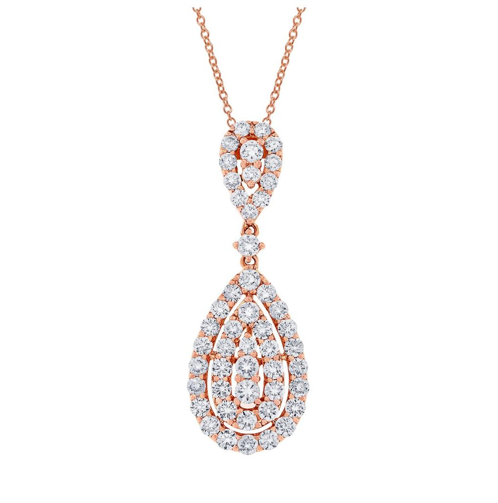 1.14 Ctw 18k Rose Gold Diamond Pendant Necklace With 18 Inch Chain