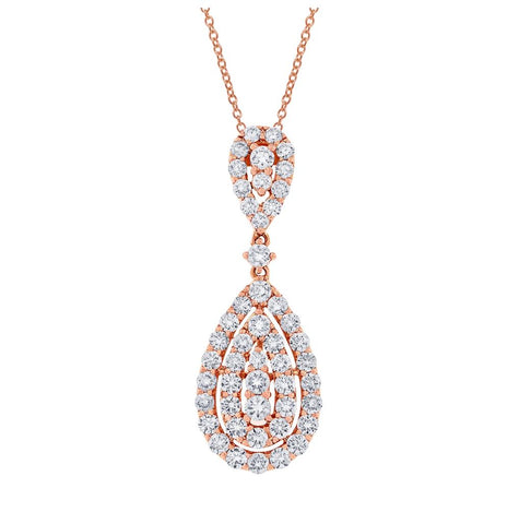 1.14 Ctw 18k Rose Gold Diamond Pendant Necklace With 18 Inch Chain