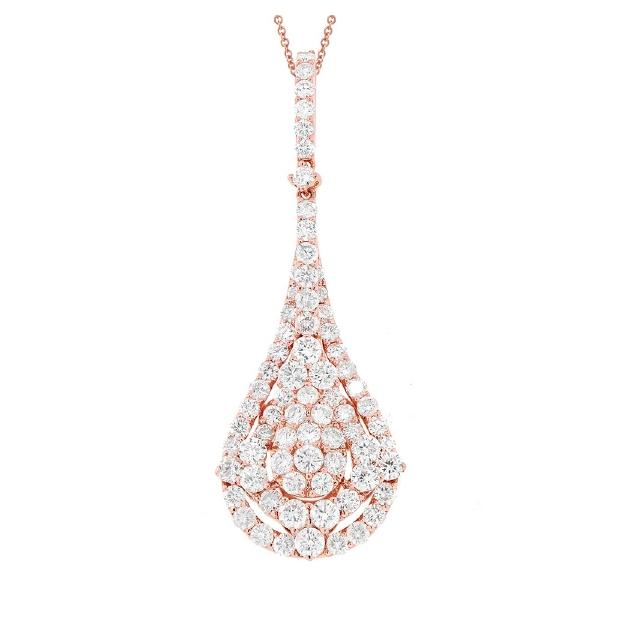 2.70 Ctw 18k Rose Gold Diamond Pendant Necklace With 18 Inch Chain