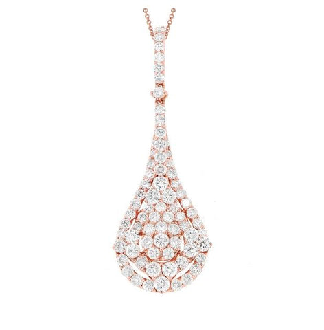 2.70 Ctw 18k Rose Gold Diamond Pendant Necklace With 18 Inch Chain