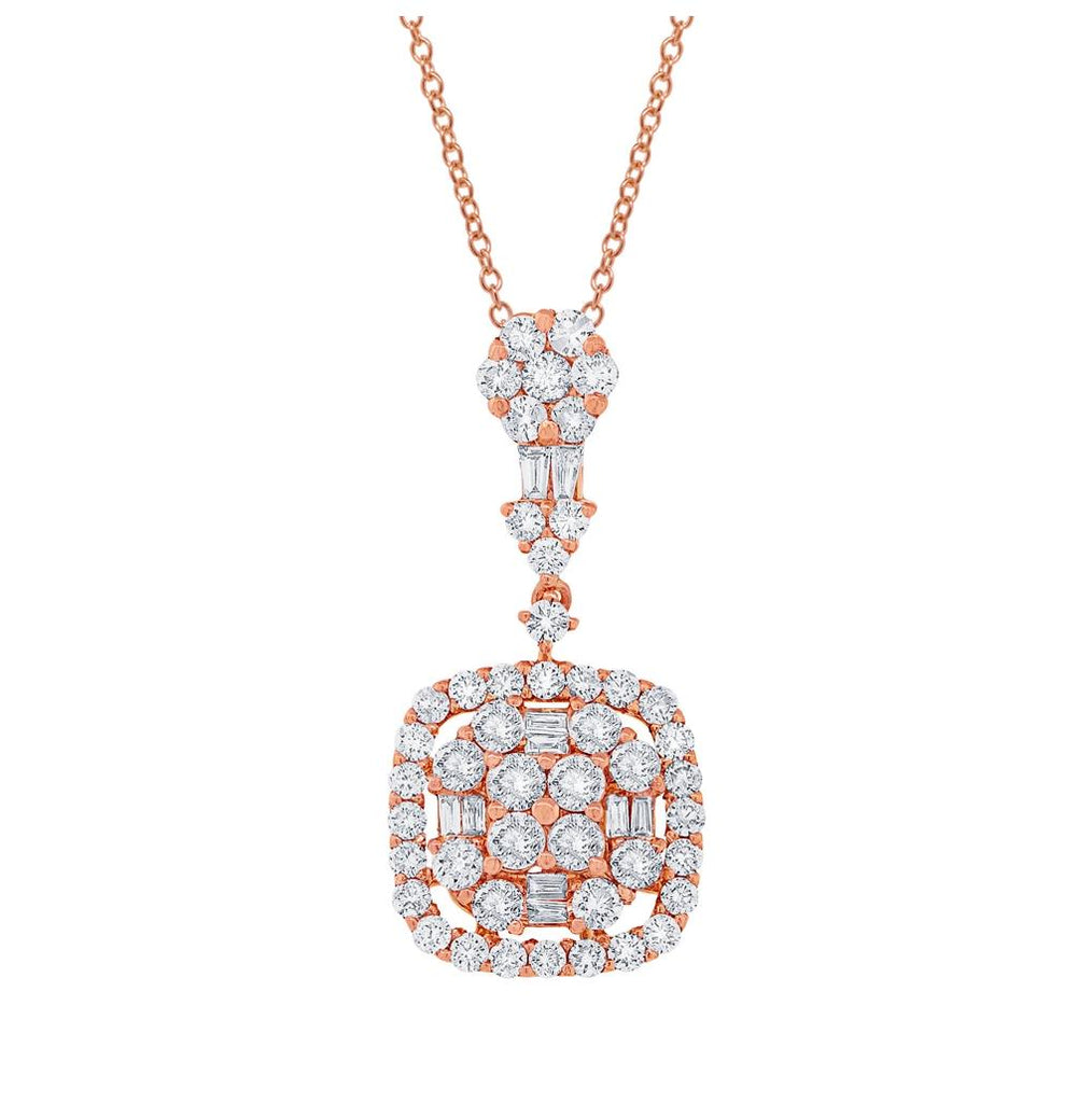 1.77 Ctw 18k Rose Gold Diamond Pendant Necklace With 18 Inch Chain