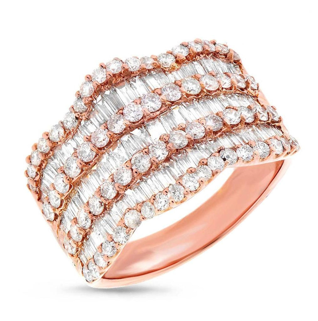 2.26 Ctw 18k Rose Gold Diamond Womens Ring Size 8.5