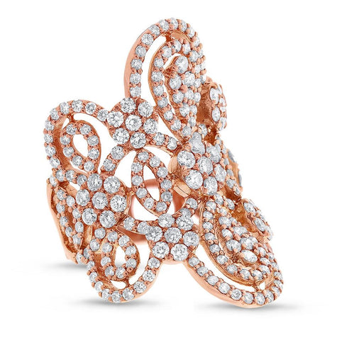 4.43 Ctw 18k Rose Gold Diamond Womens Ring