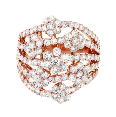 3.16 Ctw 18k Rose Gold Diamond Womens Ring