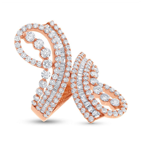 3.14 Ctw 18k Rose Gold Diamond Womens Ring