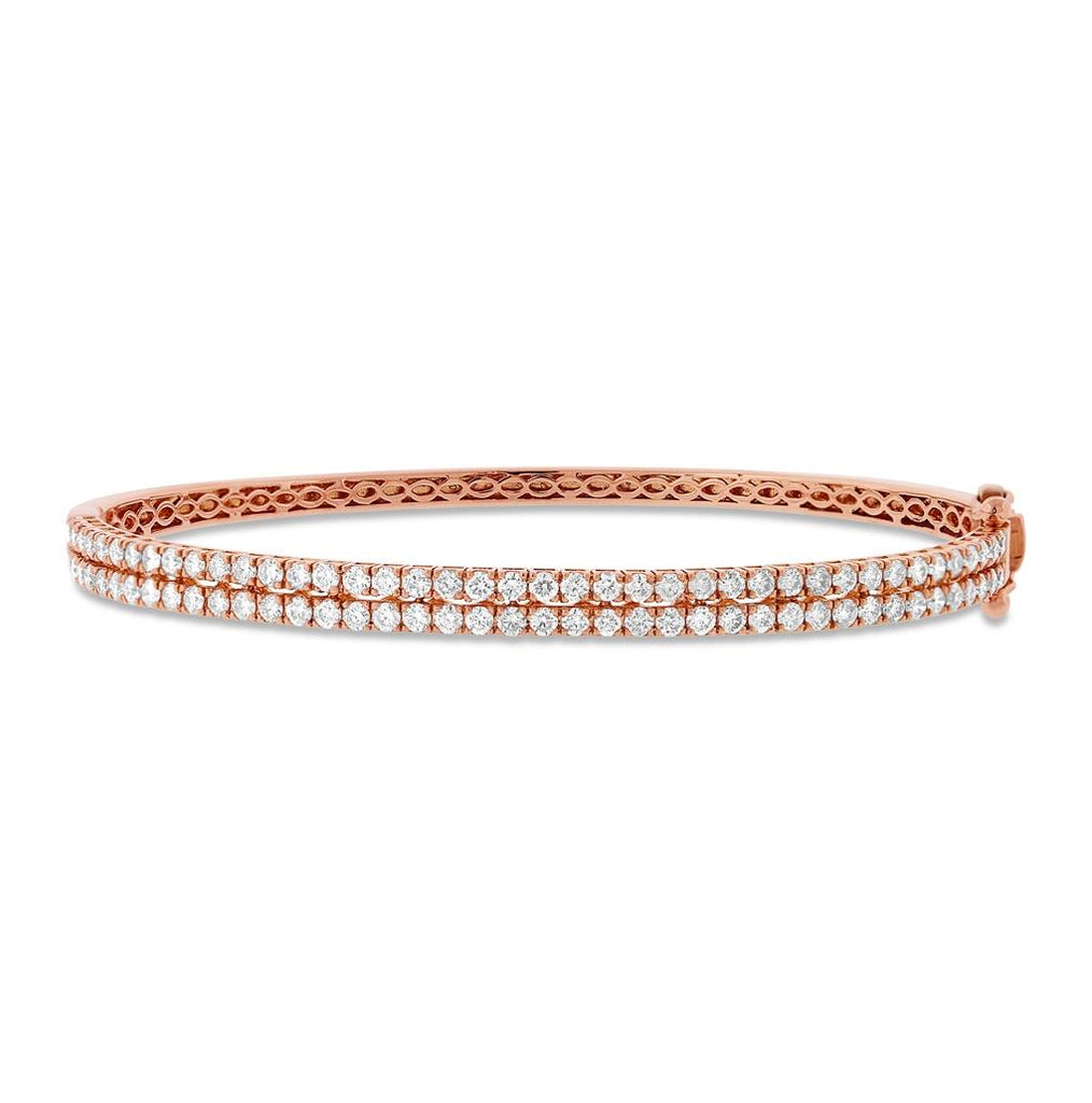 2.09 Ctw 18k Rose Gold Diamond Bangle Bracelet