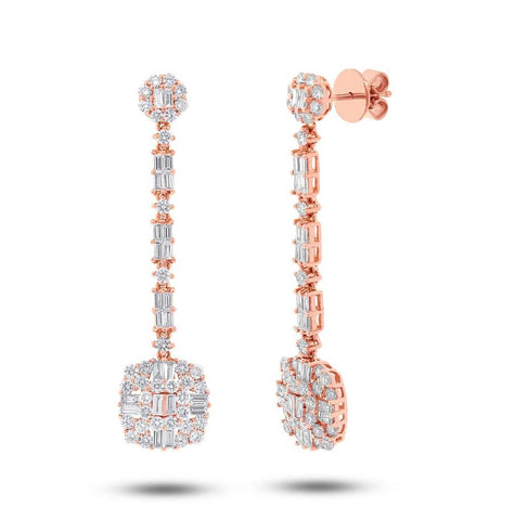 3.23 Ctw 18k Rose Gold Diamond Earring