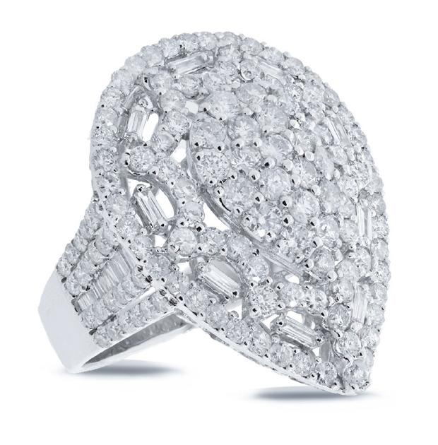 3.98 Ctw 18k White Gold Diamond Womens Ring