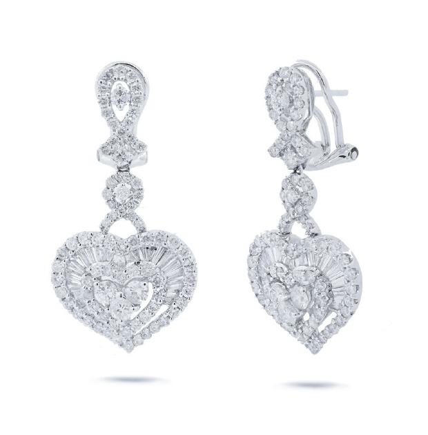 2.91 Ctw 18k White Gold Diamond Heart Earring