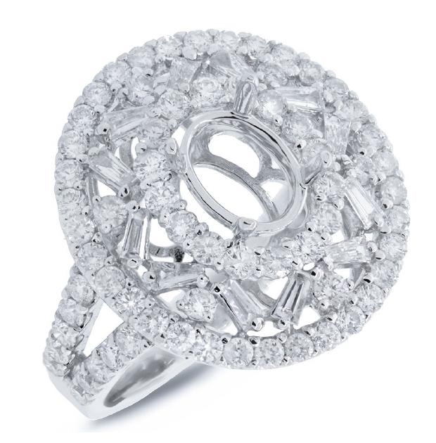 1.77 Ctw 18k White Gold Diamond Semi-mount Ring