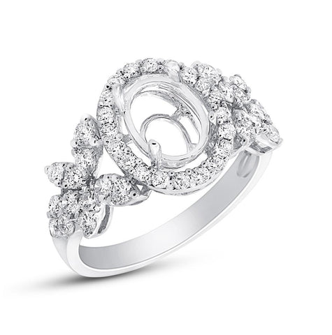 1.18 Ctw 18k White Gold Diamond Semi-mount Ring