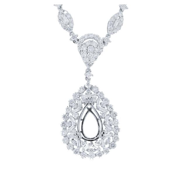 5.10 Ctw 18k White Gold Diamond Semi-mount Necklace