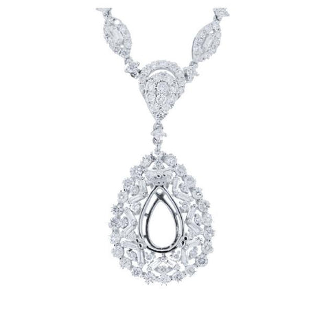 5.10 Ctw 18k White Gold Diamond Semi-mount Necklace