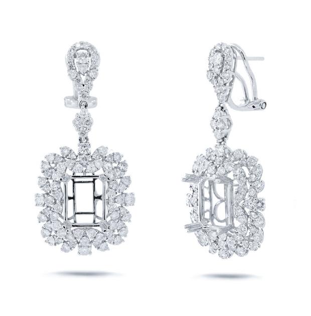 3.34 Ctw 18k White Gold Diamond Semi-mount Earring