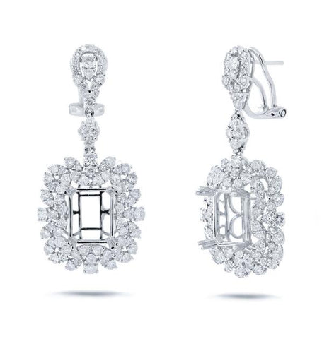 3.34 Ctw 18k White Gold Diamond Semi-mount Earring