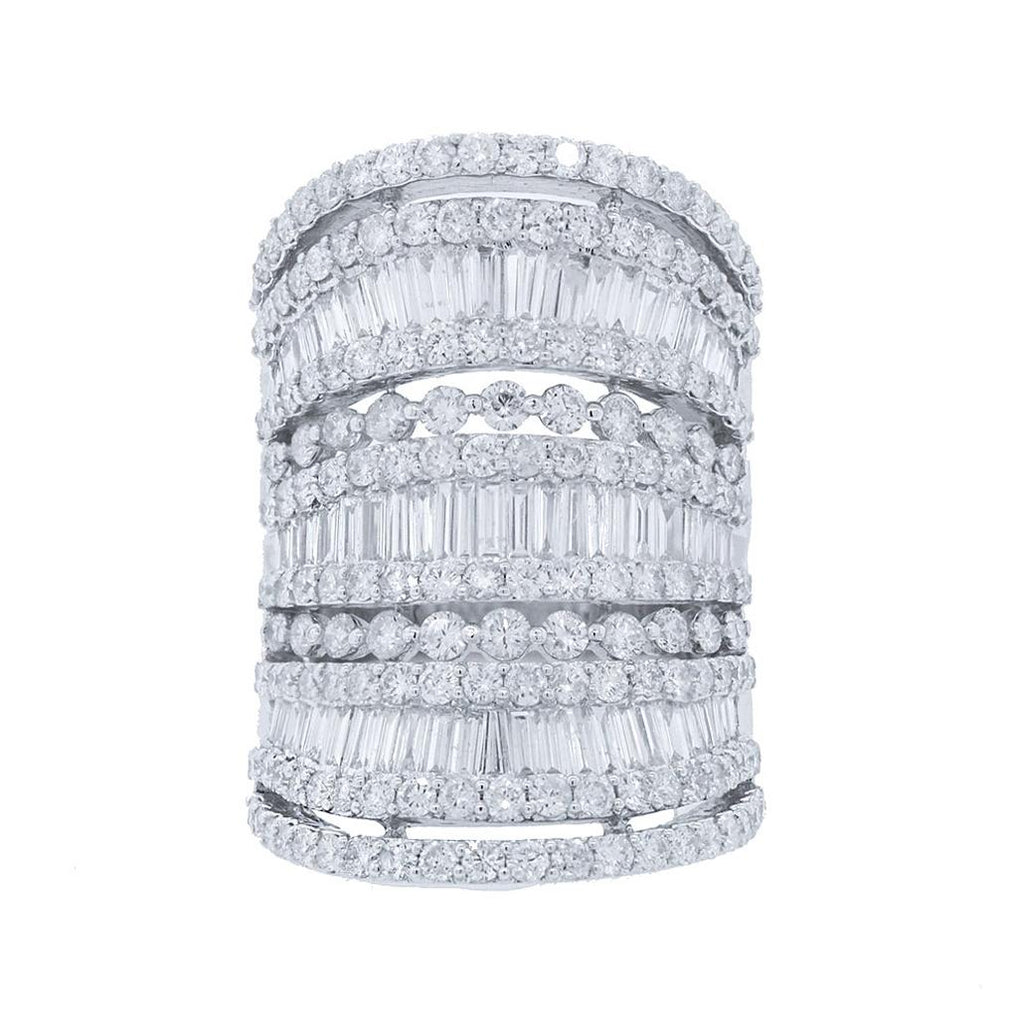 5.86 Ctw 18k White Gold Diamond Womens Ring Size 6