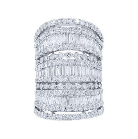 5.86 Ctw 18k White Gold Diamond Womens Ring Size 6