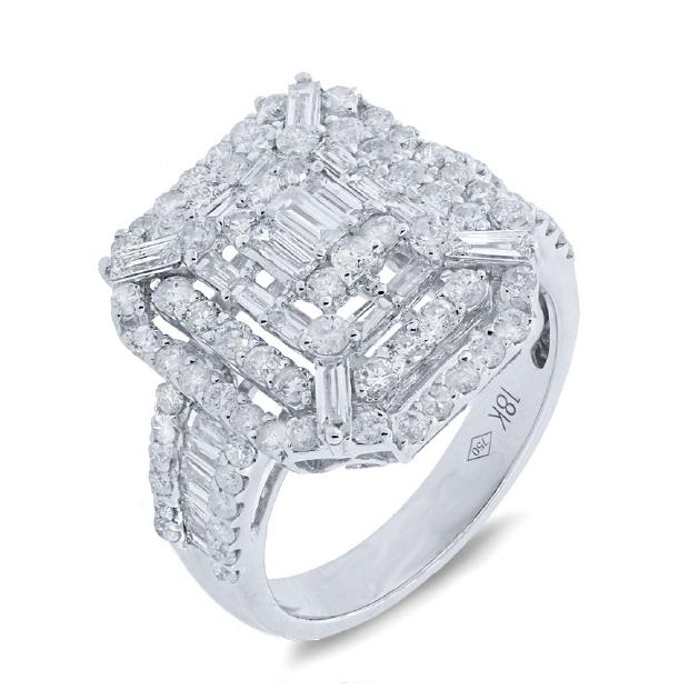 2.03 Ctw 18k White Gold Diamond Womens Ring