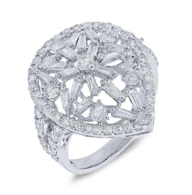 1.86 Ctw 18k White Gold Diamond Womens Ring