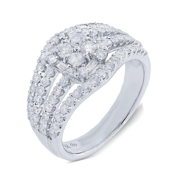 1.46 Ctw 18k White Gold Diamond Womens Ring