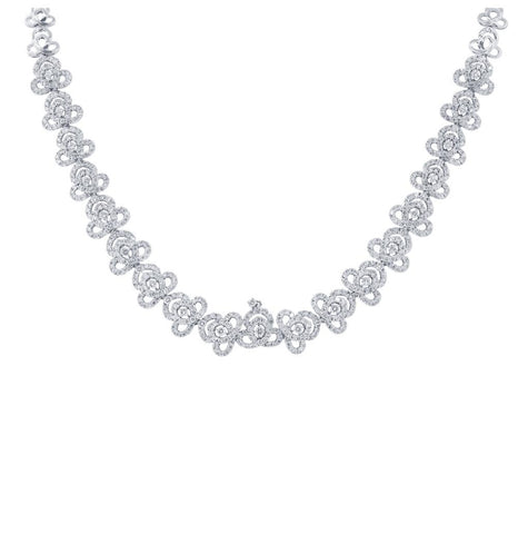 8.30 Ctw 18k White Gold Diamond Necklace