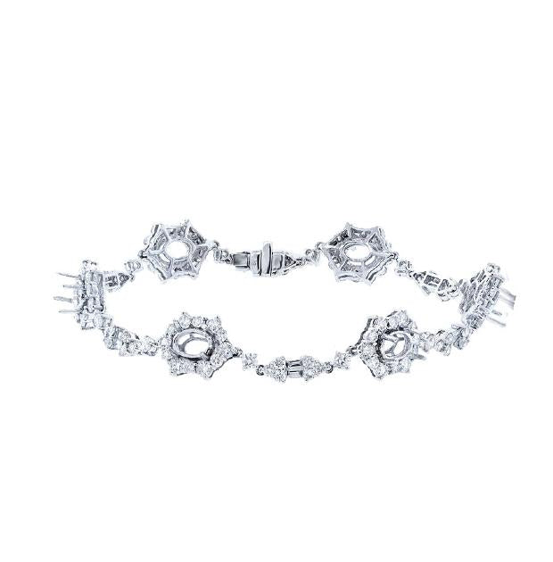 4.70 Ctw 18k White Gold Diamond Semi-mount Bracelet